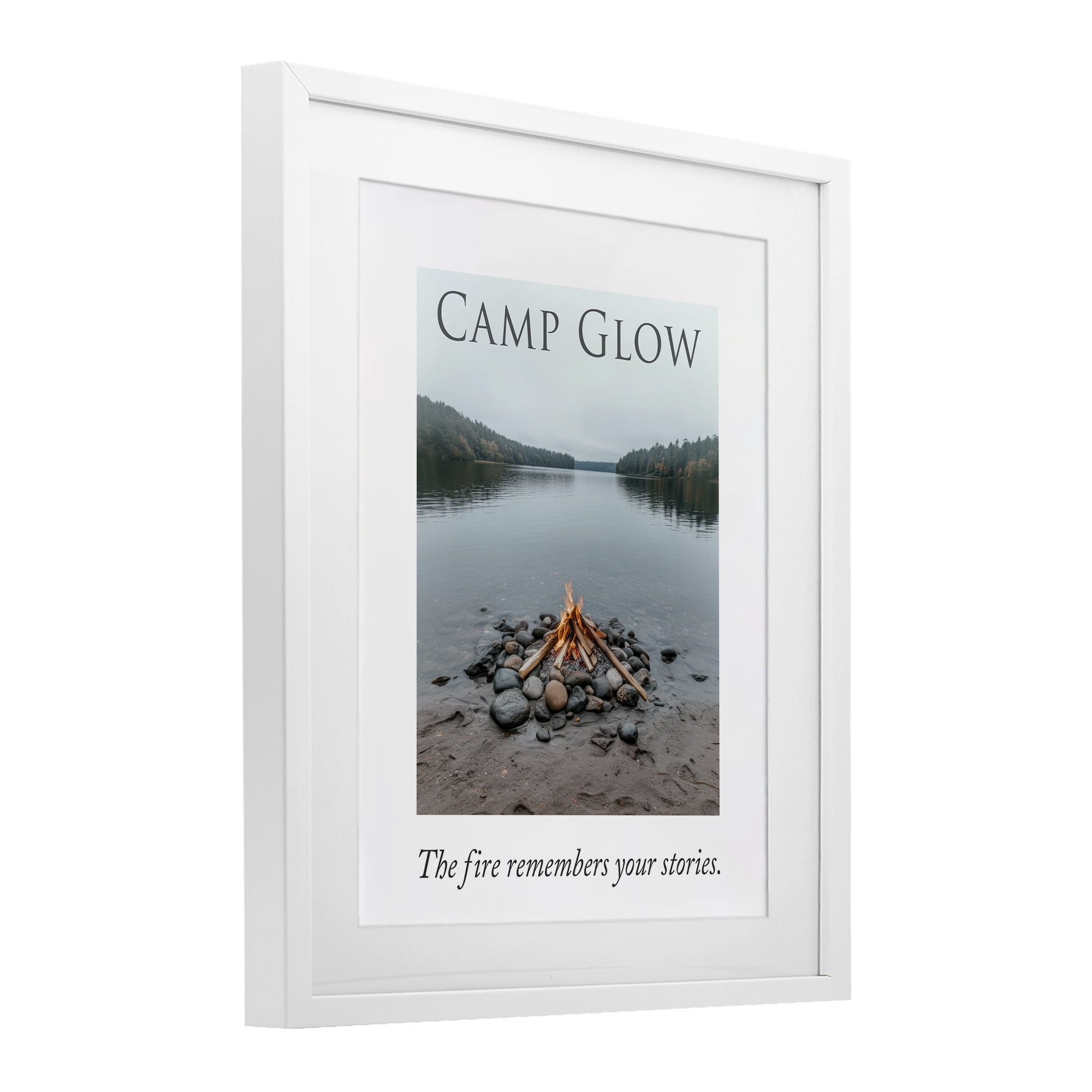 Stupell Industries Fire Remembers Your Stories White Framed Print Under Glass, design by A Barefoot Stylist