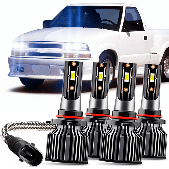 For Chevrolet S10 1996-2000 2001 2002 2003 2004 Led Headlight Bulbs 9006 9005 High&Low Beam White 4pcs