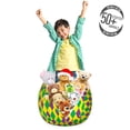 thumbnail image 3 of Green and Purple Storage Toy Bag Chair, Mardi Gras Themed Abstract Geometric Pattern with Rhombuses, Stuffed Animal Organizer Washable Bag, Small Size, Yellow Violet and Green, by Ambesonne, 3 of 3