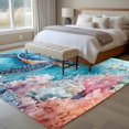 thumbnail image 5 of Blue Ocean Turtle Area&nbsp;Rug 8x10ft Nautical Watercolor Pink Orange Sea Coral Starfish Non-Slip&nbsp;Washable Square&nbsp;Rugs Soft Felt Indoor Floor Mat for Bedroom Kitchen Living Room Bathroom, 5 of 9