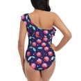 thumbnail image 5 of Cauagu Cool Mirror Cherries Print Women's Sexy One Piece Swimsuits One Shoulder Ruffle Tummy Control Bathing Suit Slimming Swimwear-XX-Large, 5 of 6