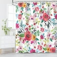thumbnail image 2 of Floral Shower Curtain for Bathroom Flower Shower Curtain Watercolor Girls Shower Curtains Flowered Shower Curtain with Hooks Pink Floral Bathroom Decor Pink Shower Curtain, 72" W x 72" H, 2 of 6