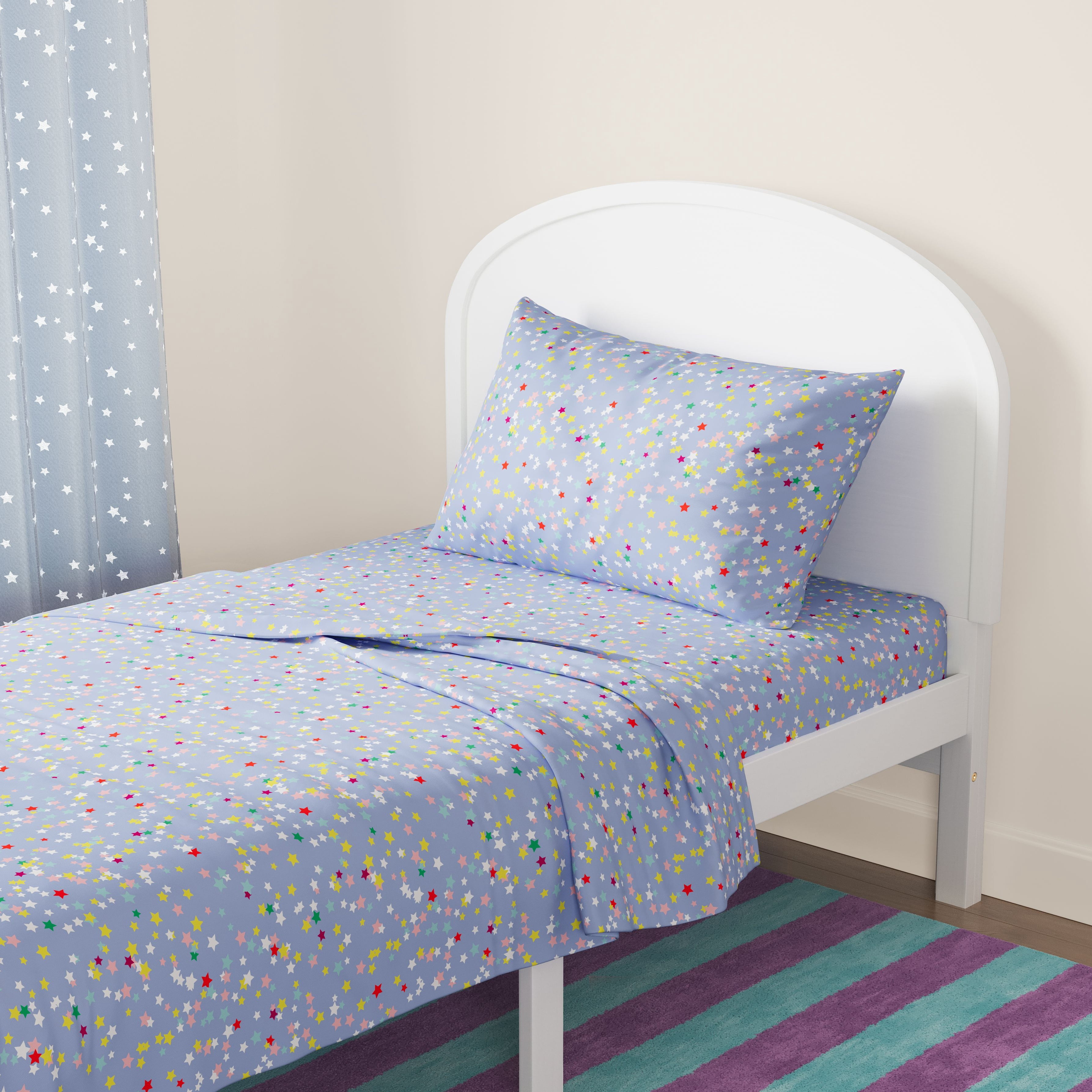 Mainstays Kids Microfiber Bed Sheet Set, Twin, Stars, 3 Pieces