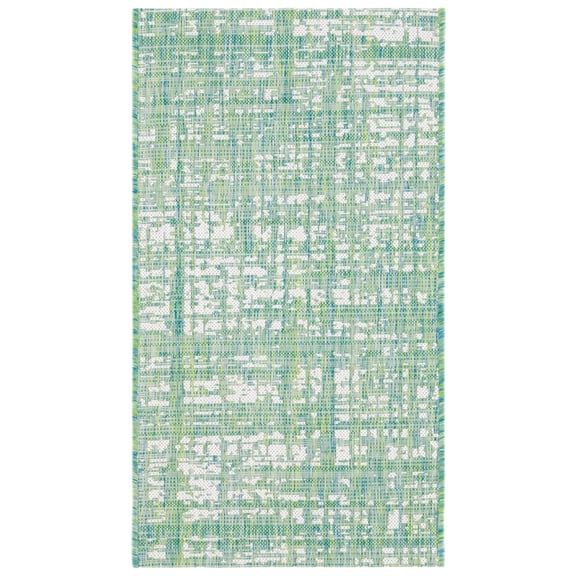 SAFAVIEH Courtyard Charlie Abstract Indoor/Outdoor Area Rug, Green Blue/Ivory, 2' x 3'7"