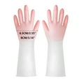 thumbnail image 3 of Guantes de cocina reutilizables de goma para lavar platos, guantes de limpieza para cocina y baño, antideslizantes, con agarre, largos, con forro flocado, flexibles, resistentes al agua., 3 of 3