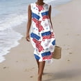 thumbnail image 5 of QUNYINEY Cotton Linen Summer Sundresses for Women Sleeveless Independence Day Long Tank Dress Crew Neck Beach Patriotic Loose Fit Dresses, 5 of 9