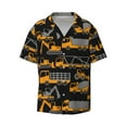 thumbnail image 2 of Lsque Yellow Excavator print Men's Cuban Collar Short Sleeve Shirt Summer Beachwear Casual Button Down Fashionable Vacation Leisure Shirt-4X-Large, 2 of 7