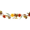 thumbnail image 6 of 6' Autumn Harvest Red and Yellow Mixed Fall Leaf and Mum Flower Thanksgiving Garland - Unlit, 6 of 6