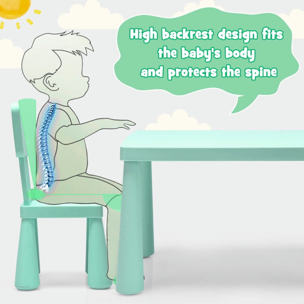 Resenkos 3 Pieces Toddler Multi Activity Play Dining Study Kids Table and Chair Set-Green, Small Folding Table for Arts & Crafts, Snack Time, Homeschooling, Homework