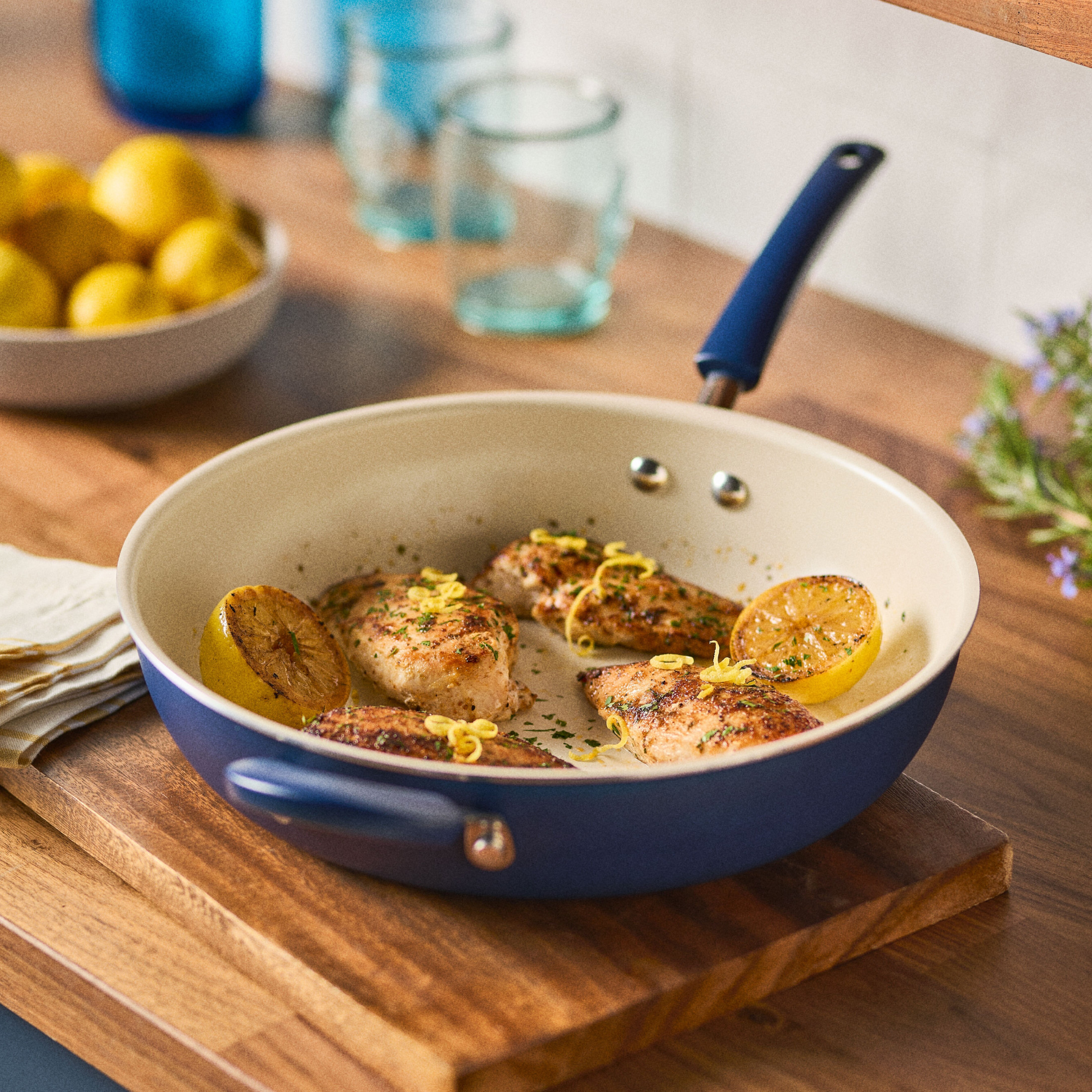 Farberware Easy Clean 12.5-Inch Ceramic Nonstick Skillet, Blue photo 8