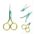 thumbnail image 3 of Unique Bargains 1 Pc Women Sharped Edged Scissors Facial Hair Scissors For Bedroom Stainless Steel Green Gold Tone, 3 of 4