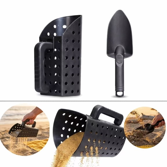 Renyuanyuan Beach Sand Sifter, Metal Sand Flea Rake and Digging Tool with Shovel, for Treasure Hunting, Beachcombing, Gold Prospecting