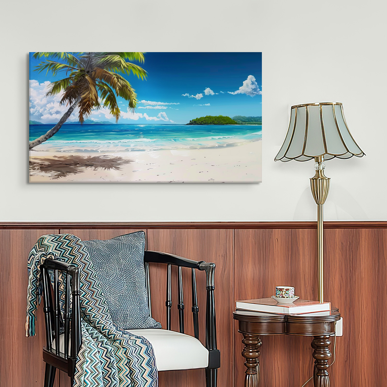 Ocean Wall Art Palm Wall Decor A Coconut Tree Canvas art Framed wall art Painting For Livingroom Decor Office Bedroom Decoration