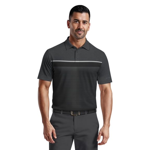 Ben Hogan Men's & Big Men's Performance Front Panel Printed Short Sleeve Polo Shirt, up to 5XL
