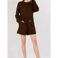thumbnail image 2 of Mialoley Ensemble Automne 2 Pcs Mode Manches Longues Col Rond Chandail en Molleton + Shorts Tenue de Détente, 2 of 6
