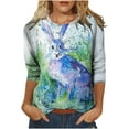 thumbnail image 2 of Hauts d'Été pour Femmes Impression Animale Col Rond Manches Longues Blouse Décontractée Blouses d'Été pour Femmes en Solde, 2 of 5