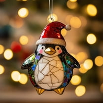 BAOPAI 3Inch Double-Sided Acrylic Penguin Christmas Ornament Enduring Holiday Decorations For Tree Home Festive Gift