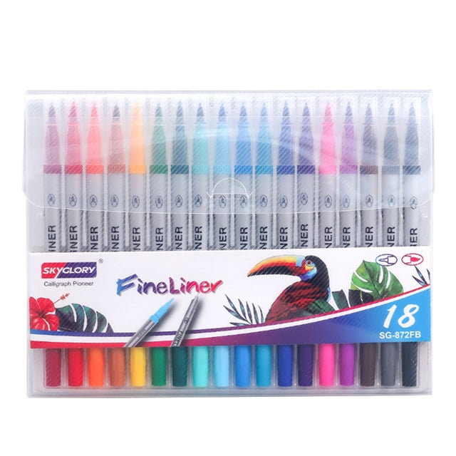 Marker Watercolor Brush Oily Drawing Fineliner Pen Waterproof Marker Pens Smart Design, Smooth Writing Experience Office Supplies for Scrapbooking, Brush Lettering, Card Making, DIY Crafts