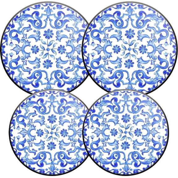 Electric Stove Burner Covers, Set of 4, Round Burner Cover,8 and 10 Inch,Circular_Design_With_Blue_And_White_Colors