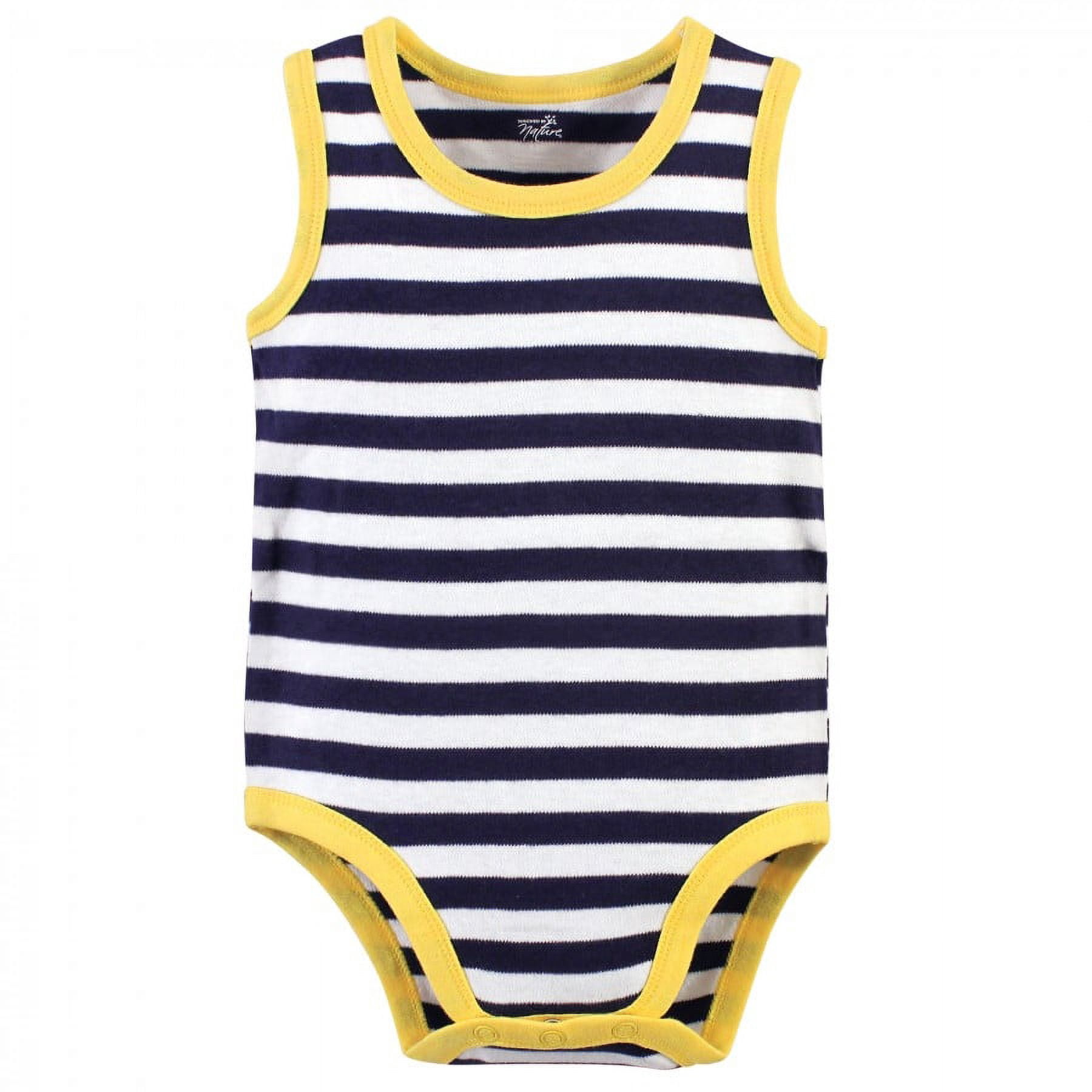 Touched by Nature Baby Boy Organic Cotton Bodysuits 5pk, Seagull, 3-6 Months