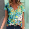 thumbnail image 1 of Blouse d'Été Grande Taille à Manches Courtes pour Femmes, Blouse Imprimée d'Été, T-Shirts Décontractés à Col en V, Hauts à Manches Courtes, T-Shirt à Col en V pour Femmes en Liquidation, 1 of 5
