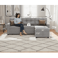 thumbnail image 5 of Howcool Convertible Sofa Bed Couch for Living Room, 82" Sleeper Sofa with Pull Out Bed, L-Shaped Sectional Couch with Reversible Storage Chaise, Linen Fabric Sofa with USB Charging Ports,Light Grey, 5 of 7