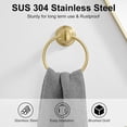 thumbnail image 2 of Woeilo Brushed Gold Bathroom Towel Ring Towel Rack, Rust-Proof Wall-Mounted Bathroom Hardware Accessories SUS 304 Stainless Steel Towel Rack Brushed Gold, 2 of 5