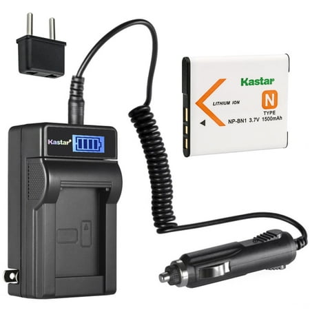 Kastar 1-Pack NP-BN1 Battery and LCD AC Charger Compatible with Sony Cyber-shot DSC-W800  Cyber-shot DSC-W810  Cyber-shot DSC-W830  Cyber-shot DSC-WX5  Cyber-shot DSC-WX7  Cyber-shot DSC-WX9 Cameras