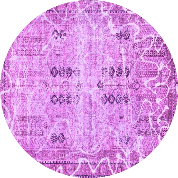 Ahgly Company Indoor Round Abstract Purple Modern Area Rugs, 3' Round