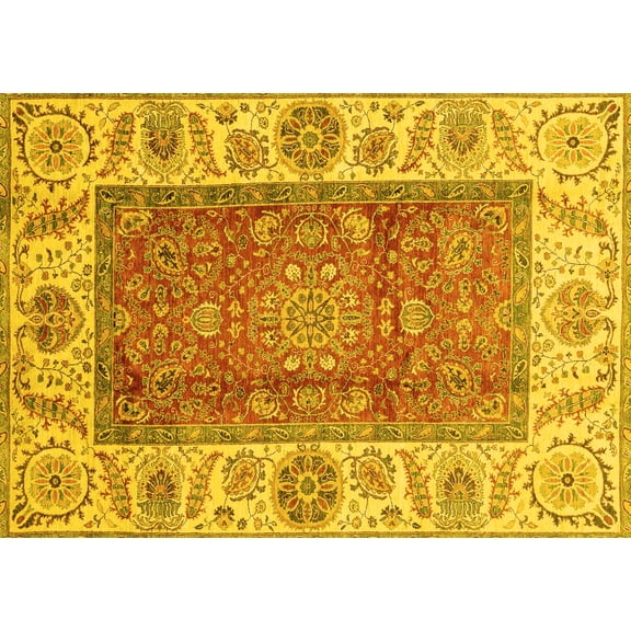 Ahgly Company Indoor Rectangle Abstract Yellow Modern Area Rugs, 6' x 9'