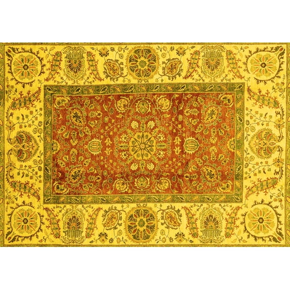 Ahgly Company Indoor Rectangle Abstract Yellow Modern Area Rugs, 6' x 9'