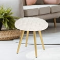 thumbnail image 3 of Adeco  Round Velvet Ottoman Foot Rest Stool White, 3 of 7