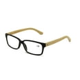 thumbnail image 1 of Vision World Genuine Bamboo Rectangular Reading Glasses Men Women Readers (Black, +1.75), 1 of 4