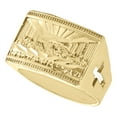 thumbnail image 3 of 10K Yellow Gold Diamond Cut Textured Last Supper Statement Pinky Ring 14mm Band, 3 of 5