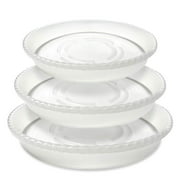 Pratico Outdoors 8, 10, 12 inch Clear Plastic Plant Drip Trays Saucers, 15 Pack