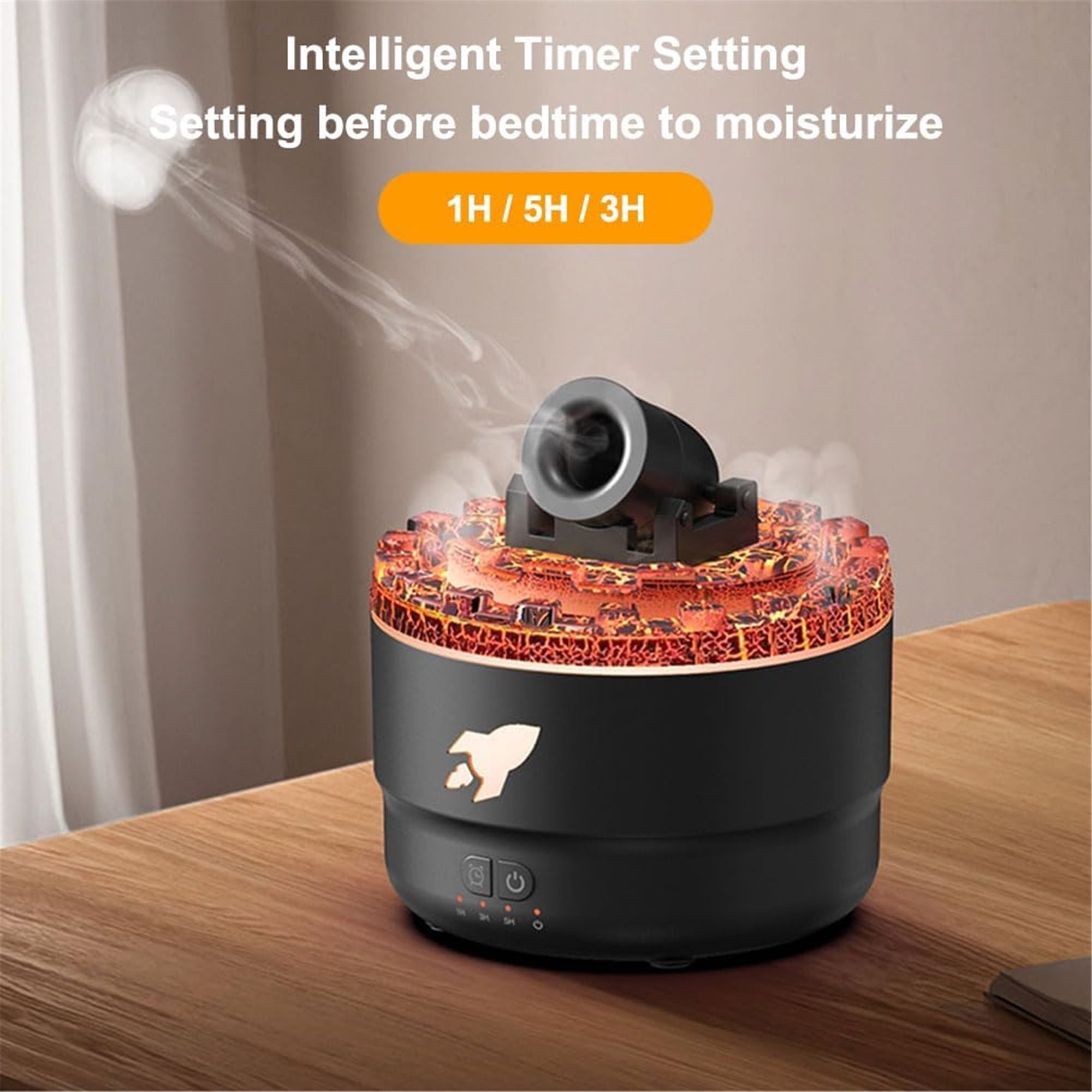 Vapor Cannon Humidifier with 7 Colors, LED Canon Humidifier, 2 Modes Cannon Diffuser with 2 Essential Oil, Air Humidifier for Desktop, Bedroom, Home, Office,Black Plug in,5.59" x 5.2",1