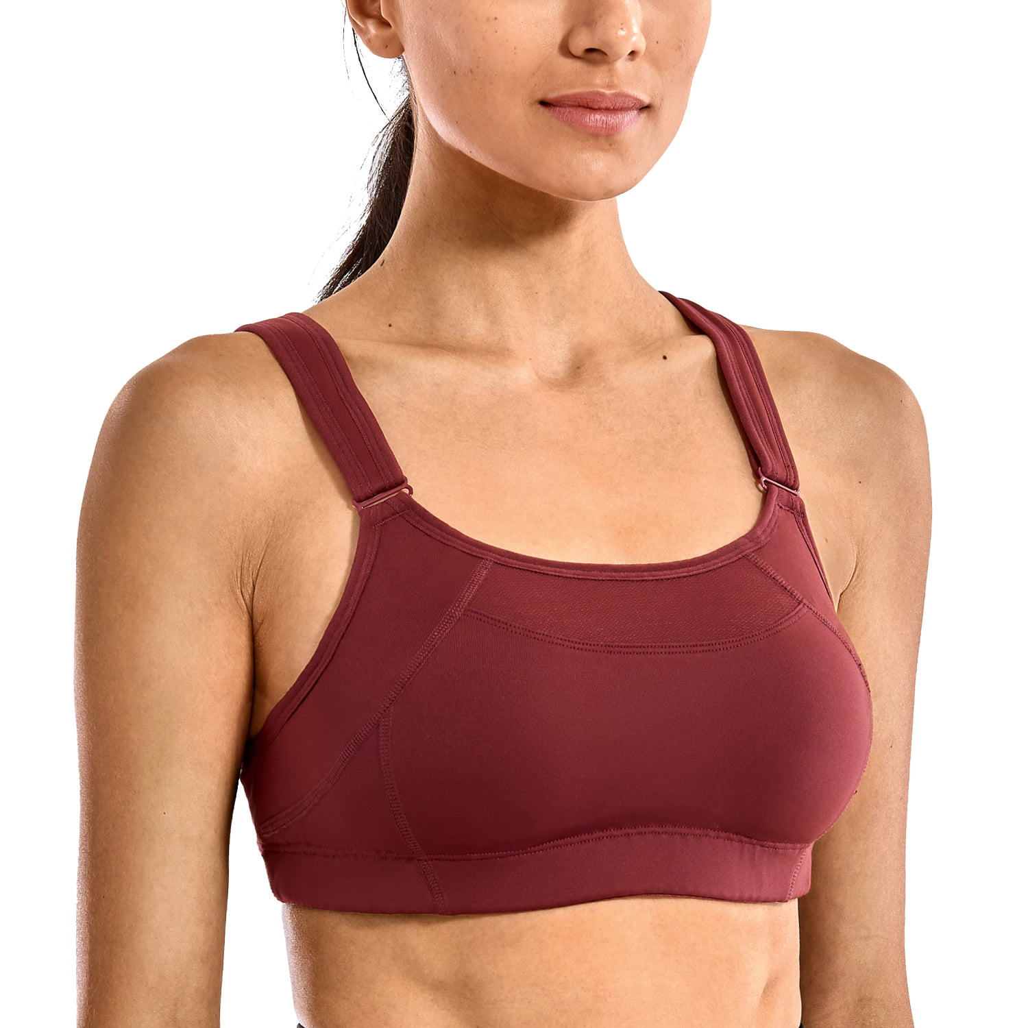 SYROKAN Womens Front Adjustable Wirefree High Impact Full Support Sports Bra 
