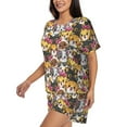 thumbnail image 2 of Naloa Cute Cat Women's Short-Sleeved Pajama Set, Loungewear, Summer pajamas, Breathable Cozy - Medium, 2 of 9