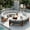 Gray, variant on Harper & Bright Designs Patio Outdoor Round Conversation Set, Wood Half Moon Outdoor Sectional Sofa for 6, 3 Piece Seating Group with Cushions and a Coffee Table for Patio Garden Poolside, Beige