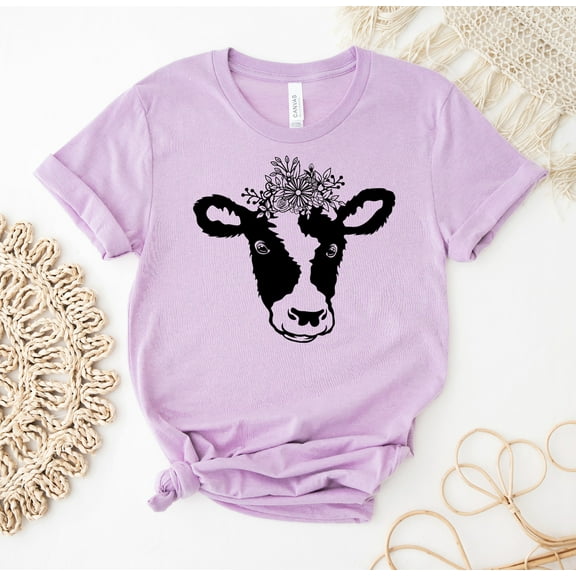 Floral Cow T-shirt Heifer Shirt Farmer Tee Cowgirl Top Farm Gift Animal Cute Mom Women's Mama Highland T-shirt