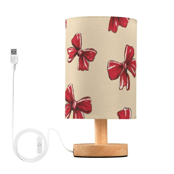 Cute Red Bows Table Lamp with USB Port LED Warm Light Lamp Night Light Home Decor