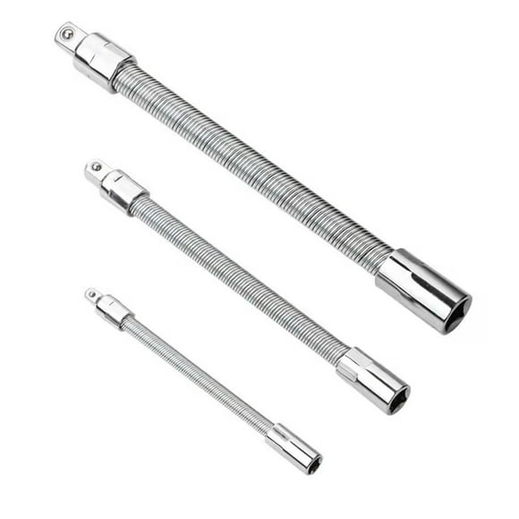 3Pcs Flexible Socket Extension Cables 1/4 3/8 1/2 Flex Socket Extension Bar Set Drive Light Impact Extender