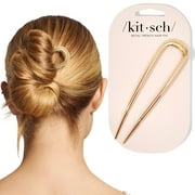 Kitsch French Hair Pins for Women – Elegant & Durable Metal Hair Fork for Updos, Chignon, Bun & Twist Hairstyles, Secure Hold All Day, Comfortable Fit- Gold, 1pc
