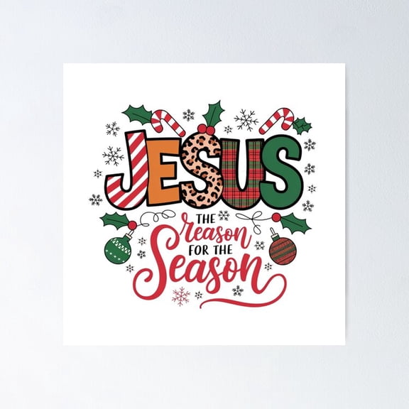Kna Prints - Jesus The Reason Or The Season Poster Wall Art Print For Home Decor, Living Room, Bedroom, Office, UNFRAMED-8x12