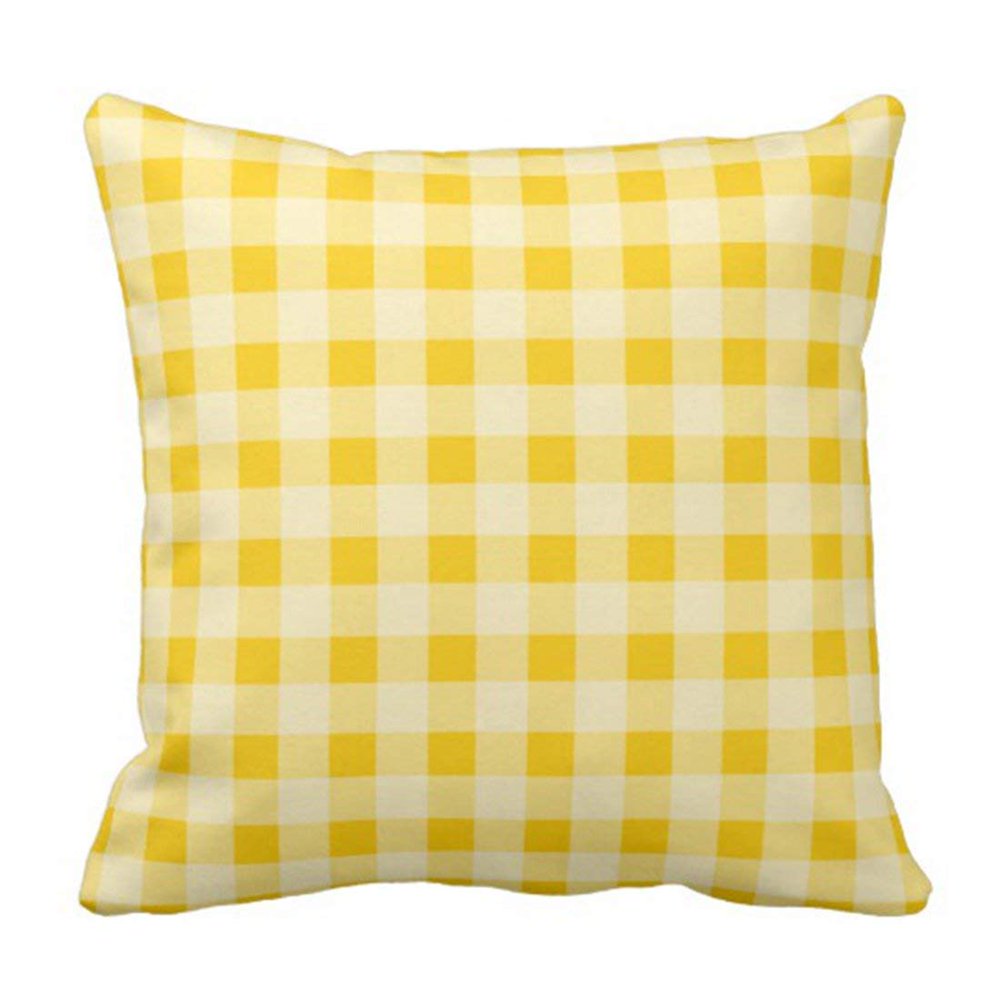 BPBOP Checked Yellow Gingham Check Plaid Checkered Pillowcase Cushion