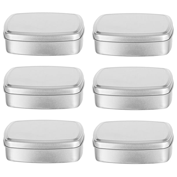 6 piezas de metal rectangular caja de almacenamiento vacío cajas de jabón de jabón de aluminio cajas de almacenamiento de metal con tapas