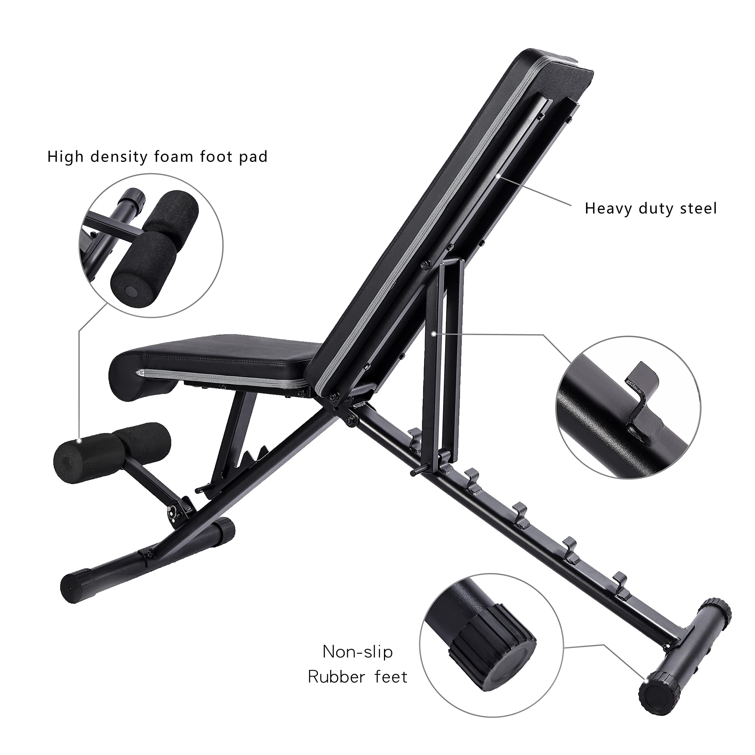 Letusto Adjustable Weight Bench Heavy Duty Incline Decline and Flat Bench, 1100 lb Weight Capacity