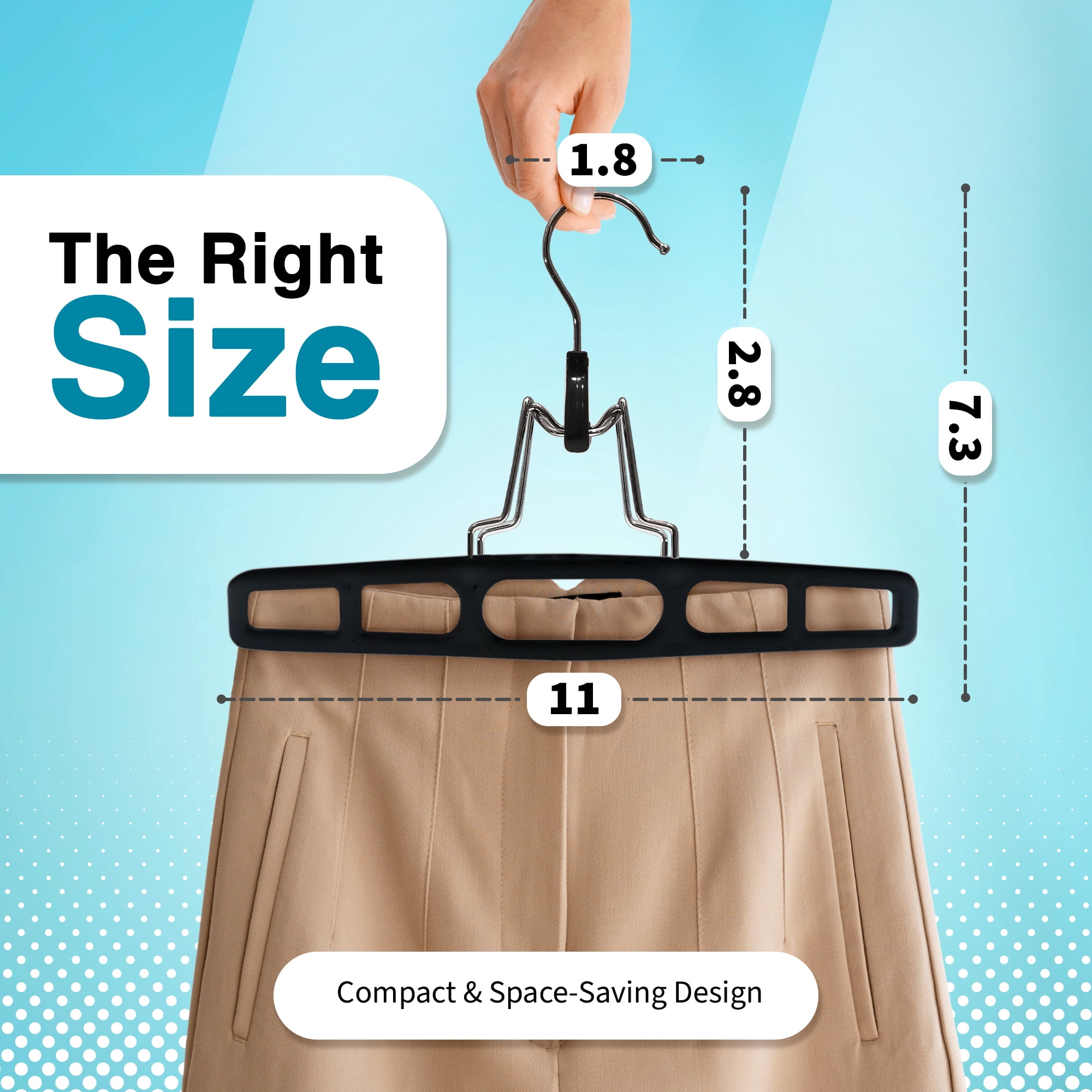 DEILSY Clothes Hangers with Locking Hooks - Durable & Space Saving Hangers for Clothes - Plastic Hangers with Foldable Hinge for Pants, Skirts & More - Black Pack of 10