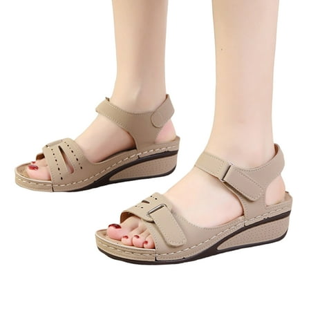 

Ladies Rome Style Sandals with Non-slipped Soft Stylish Design for Dresses Jeans Skirts Short Pants 36 Creamy-white