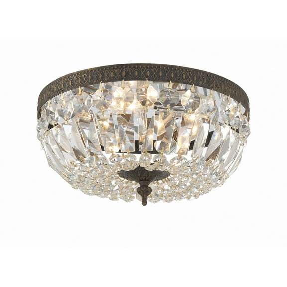 Crystorama 3 Light Hand Cut Crystal English Bronze Ceiling Mount